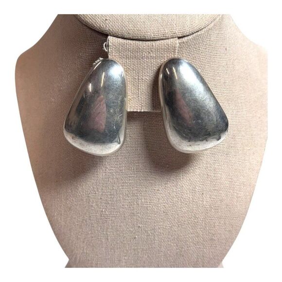 Frederic Jean Duclos Electroform Clip-On Earrings Sterling Silver On Wax MCM - Picture 1 of 9